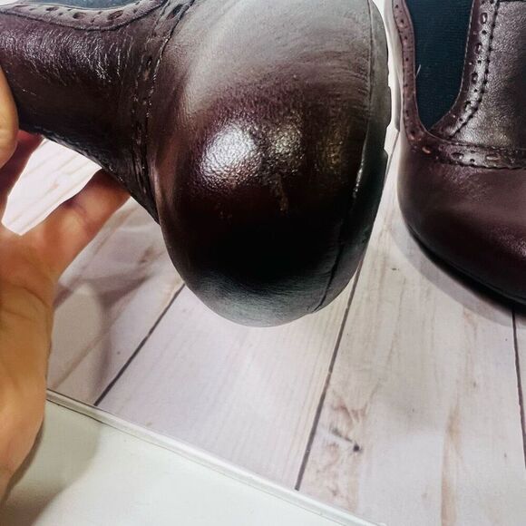 Clark’s Indigo Mahogany Leather Pump Heels Ankle Booties - Picture 6 of 12